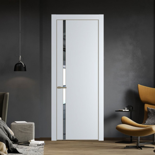 Межкомнатная дверь ProfilDoors 21 PA Вайт с профилем Шампань с стеклом  зеркало