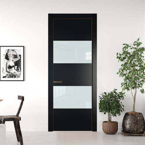 Межкомнатная дверь ProfilDoors 22 PA Блэк с профилем Деорэ с стеклом белый лак