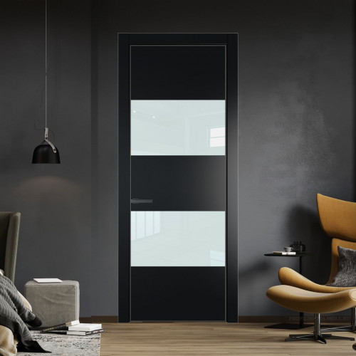 Межкомнатная дверь ProfilDoors 22 PA Блэк с профилем Серая Ночь с стеклом белый лак