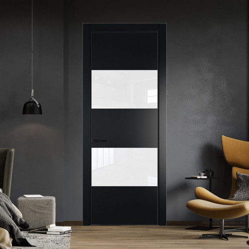 Межкомнатная дверь ProfilDoors 22 PA Блэк с профилем Черный с стеклом лак классик