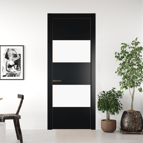 Межкомнатная дверь ProfilDoors 22 PA Блэк с профилем Деорэ с стеклом  монохром белый просветленный