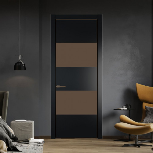 Межкомнатная дверь ProfilDoors 22 PA Блэк с профилем Деорэ с стеклом  монохром гляссе