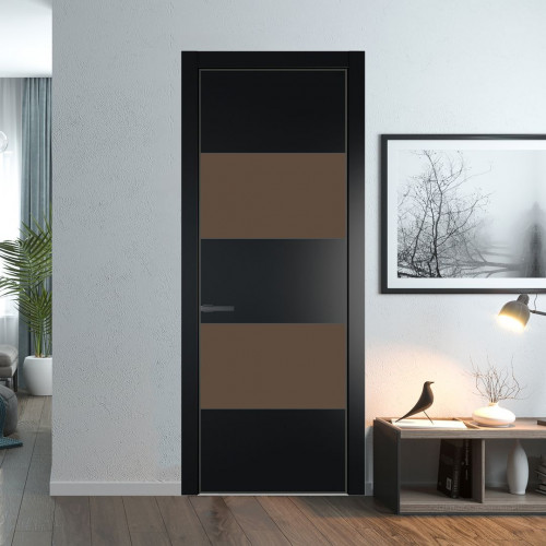 Межкомнатная дверь ProfilDoors 22 PA Блэк с профилем Серая Ночь с стеклом  монохром гляссе