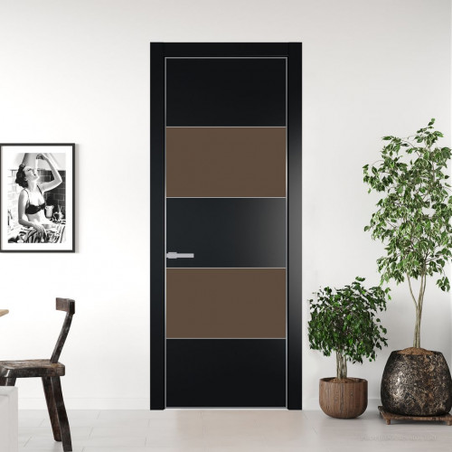 Межкомнатная дверь ProfilDoors 22 PA Блэк с профилем Серебро с стеклом  монохром гляссе