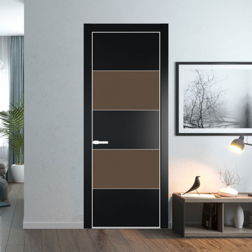 Межкомнатная дверь ProfilDoors 22 PA Блэк с профилем Вайт с стеклом  монохром гляссе
