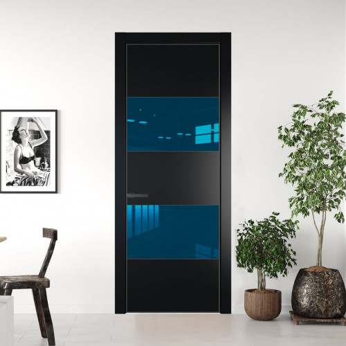 Межкомнатная дверь ProfilDoors 22 PA Блэк с профилем Серая Ночь с стеклом  зеркало blue