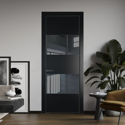Межкомнатная дверь ProfilDoors 22 PA Блэк с профилем Серая Ночь с стеклом  зеркало grey