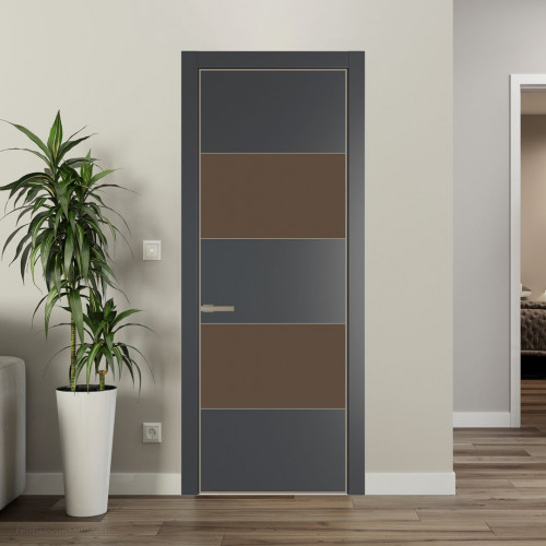 Межкомнатная дверь ProfilDoors 22 PA Графит с профилем Никель с стеклом  монохром гляссе