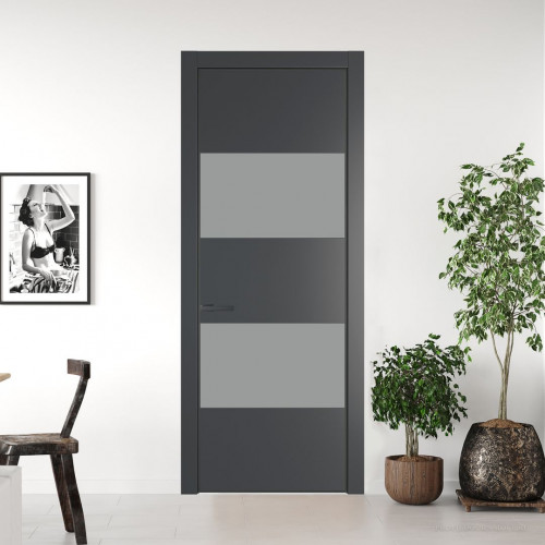 Межкомнатная дверь ProfilDoors 22 PA Графит с профилем Серая Ночь с стеклом  монохром серый