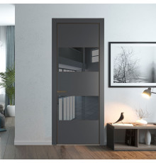 22 PA Графит с профилем Деорэ с стеклом  зеркало grey