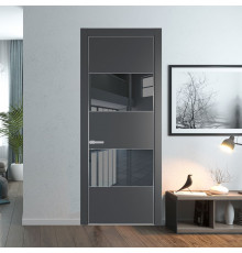 22 PA Графит с профилем Серебро с стеклом  зеркало grey