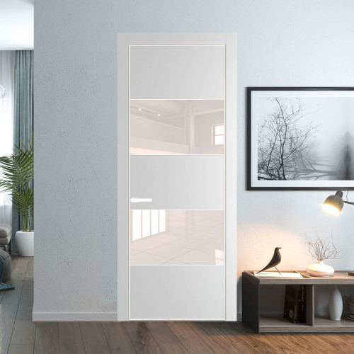 Межкомнатная дверь ProfilDoors 22 PA Крем вайт с профилем Вайт с стеклом перламутровый лак