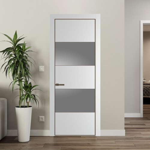 Межкомнатная дверь ProfilDoors 22 PA Крем вайт с профилем Деорэ с стеклом серебро матлак