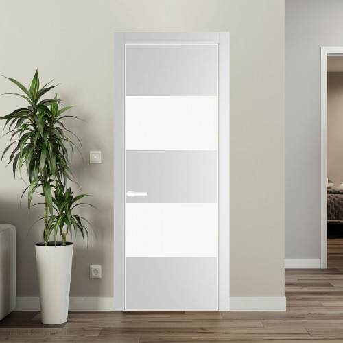 Межкомнатная дверь ProfilDoors 22 PA Крем вайт с профилем Вайт с стеклом  монохром белый просветленный