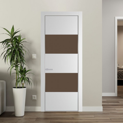 Межкомнатная дверь ProfilDoors 22 PA Крем вайт с профилем Серебро с стеклом  монохром гляссе