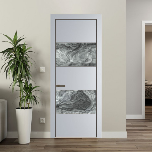 Межкомнатная дверь ProfilDoors 22 PA Лайт Грей с профилем Деорэ с стеклом  атриум серебро