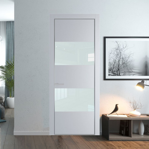 Межкомнатная дверь ProfilDoors 22 PA Лайт Грей с профилем Серебро с стеклом белый лак
