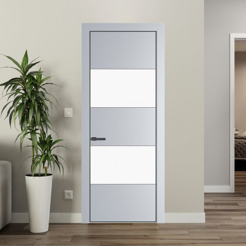 Межкомнатная дверь ProfilDoors 22 PA Лайт Грей с профилем Серая Ночь с стеклом  монохром белый просветленный