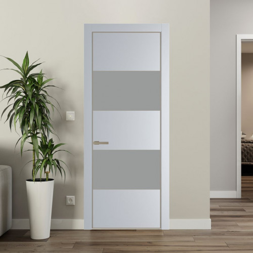 Межкомнатная дверь ProfilDoors 22 PA Лайт Грей с профилем Никель с стеклом  монохром серый