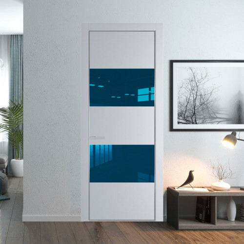 Межкомнатная дверь ProfilDoors 22 PA Лайт Грей с профилем Серебро с стеклом  зеркало blue