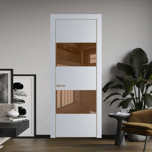 Межкомнатная дверь ProfilDoors 22 PA Лайт Грей с профилем Никель с стеклом  зеркало bronze