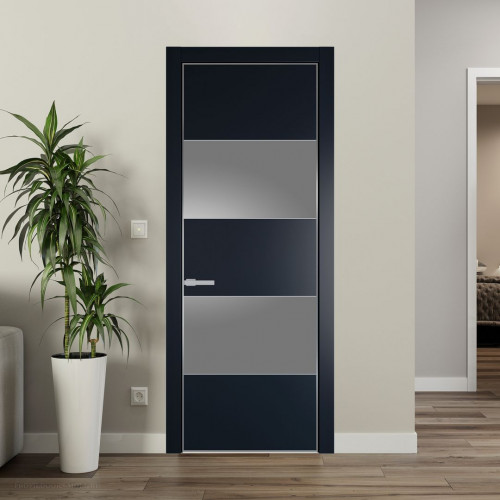 Межкомнатная дверь ProfilDoors 22 PA Нэви Блу с профилем Серебро с стеклом серебро матлак