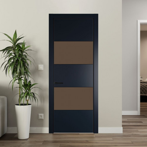 Межкомнатная дверь ProfilDoors 22 PA Нэви Блу с профилем Черный с стеклом  монохром гляссе