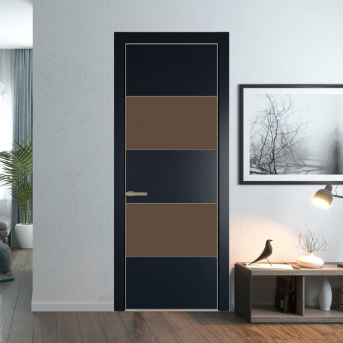 Межкомнатная дверь ProfilDoors 22 PA Нэви Блу с профилем Никель с стеклом  монохром гляссе