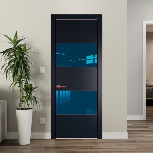 Межкомнатная дверь ProfilDoors 22 PA Нэви Блу с профилем Красный антрацит с стеклом  зеркало blue