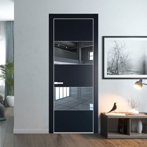 Межкомнатная дверь ProfilDoors 22 PA Нэви Блу с профилем Вайт с стеклом  зеркало