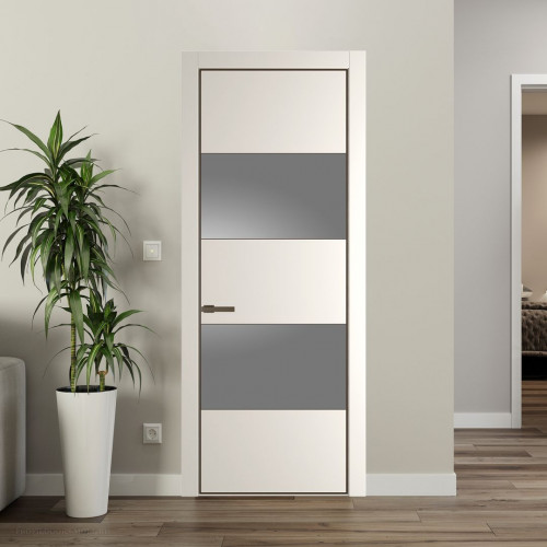 Межкомнатная дверь ProfilDoors 22 PA Перламутр белый с профилем Деорэ с стеклом серебро матлак