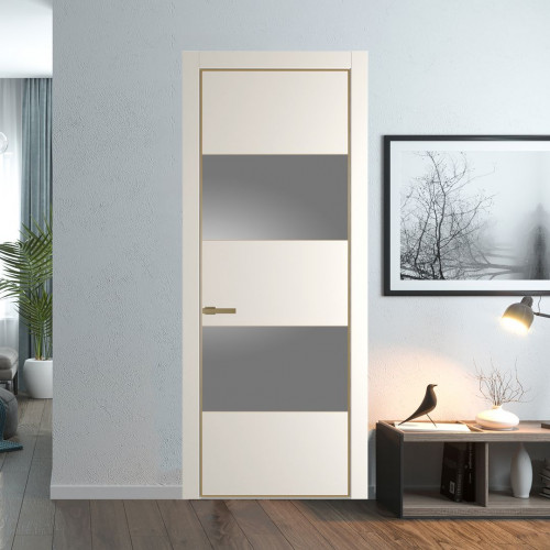 Межкомнатная дверь ProfilDoors 22 PA Перламутр белый с профилем Золото с стеклом серебро матлак