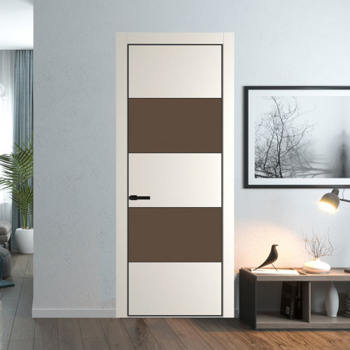 Межкомнатная дверь ProfilDoors 22 PA Перламутр белый с профилем Черный с стеклом  монохром гляссе
