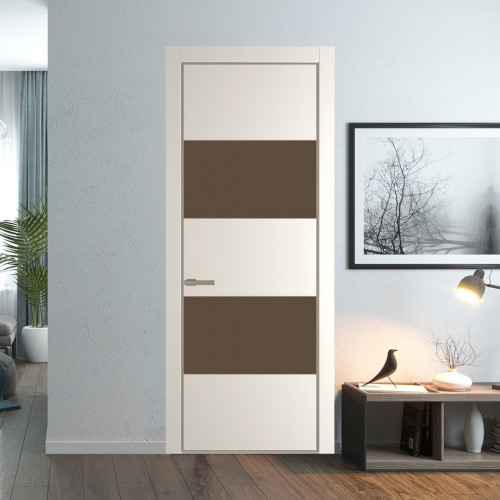 Межкомнатная дверь ProfilDoors 22 PA Перламутр белый с профилем Никель с стеклом  монохром гляссе