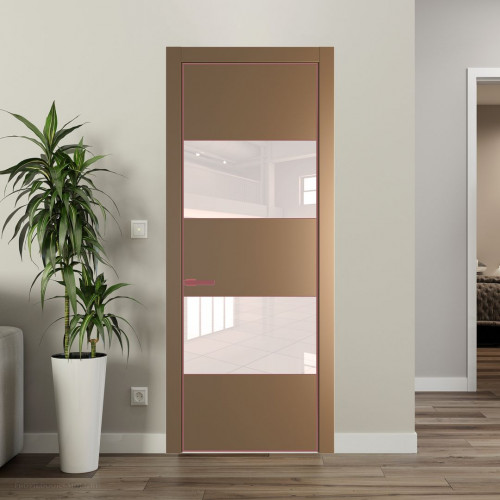 Межкомнатная дверь ProfilDoors 22 PA Перламутр золото с профилем Красный антрацит с стеклом перламутровый лак