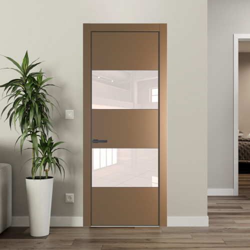 Межкомнатная дверь ProfilDoors 22 PA Перламутр золото с профилем Серая Ночь с стеклом перламутровый лак