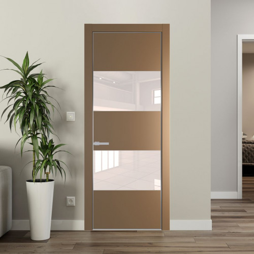 Межкомнатная дверь ProfilDoors 22 PA Перламутр золото с профилем Серебро с стеклом перламутровый лак