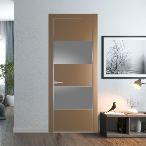 Межкомнатная дверь ProfilDoors 22 PA Перламутр золото с профилем Серебро с стеклом серебро матлак
