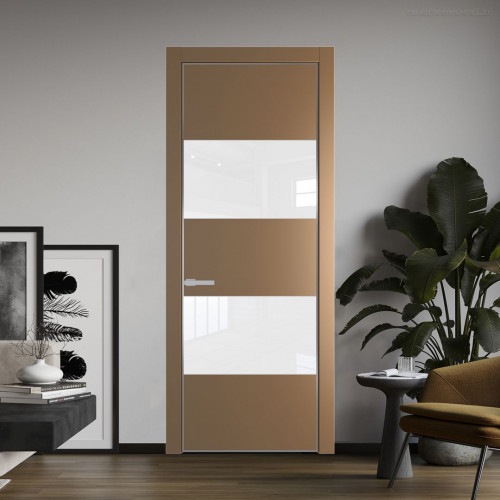 Межкомнатная дверь ProfilDoors 22 PA Перламутр золото с профилем Серебро с стеклом лак классик