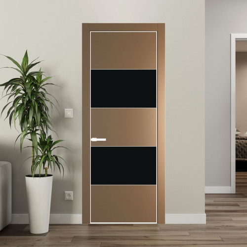 Межкомнатная дверь ProfilDoors 22 PA Перламутр золото с профилем Вайт с стеклом  монохром черный