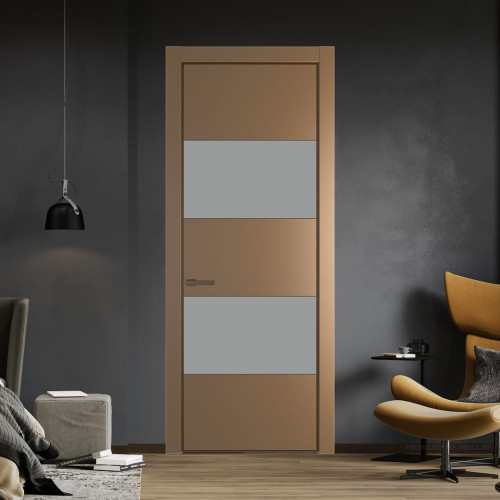 Межкомнатная дверь ProfilDoors 22 PA Перламутр золото с профилем Деорэ с стеклом  монохром серый