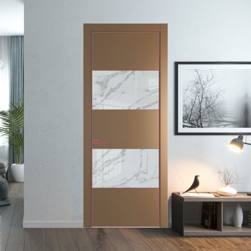 Межкомнатная дверь ProfilDoors 22 PA Перламутр золото с профилем Красный антрацит с стеклом  нефи белый узор серебро