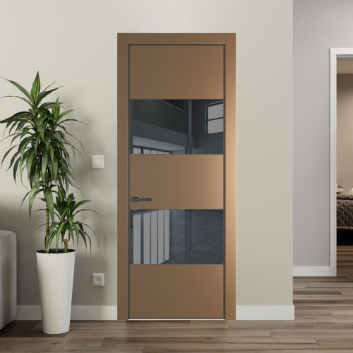 Межкомнатная дверь ProfilDoors 22 PA Перламутр золото с профилем Серая Ночь с стеклом  зеркало grey