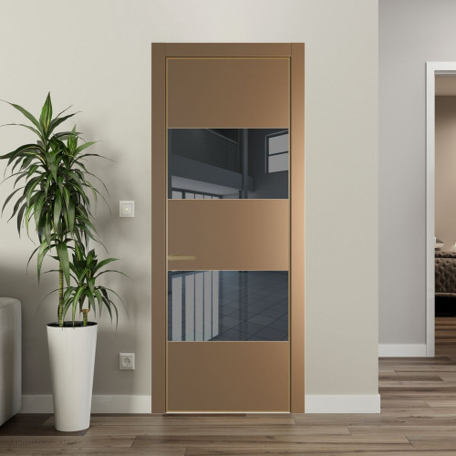 Межкомнатная дверь ProfilDoors 22 PA Перламутр золото с профилем Золото с стеклом  зеркало grey