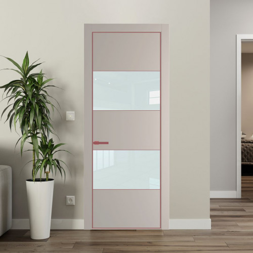 Межкомнатная дверь ProfilDoors 22 PA Санд с профилем Красный антрацит с стеклом белый лак