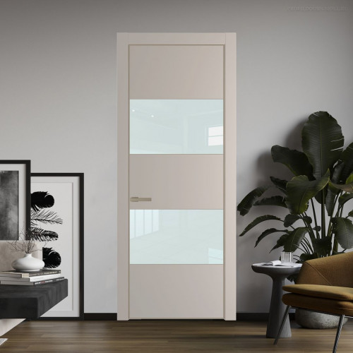 Межкомнатная дверь ProfilDoors 22 PA Санд с профилем Никель с стеклом белый лак