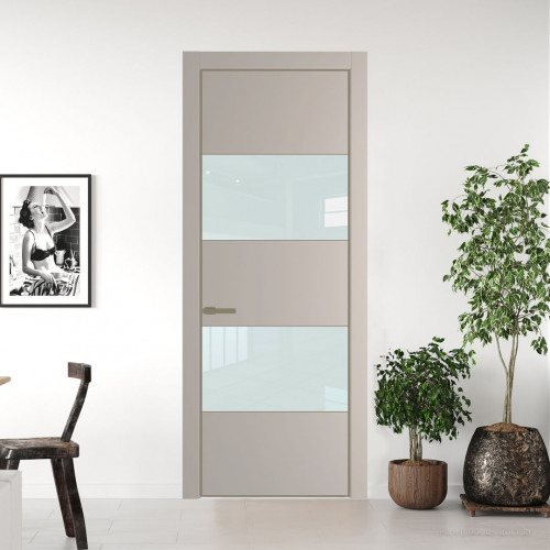 Межкомнатная дверь ProfilDoors 22 PA Санд с профилем Шампань с стеклом белый лак