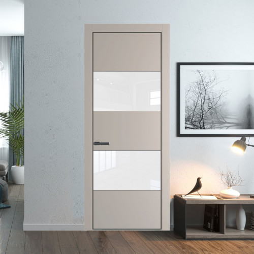Межкомнатная дверь ProfilDoors 22 PA Санд с профилем Серая Ночь с стеклом лак классик
