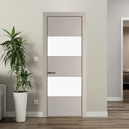 Межкомнатная дверь ProfilDoors 22 PA Санд с профилем Деорэ с стеклом  монохром белый просветленный