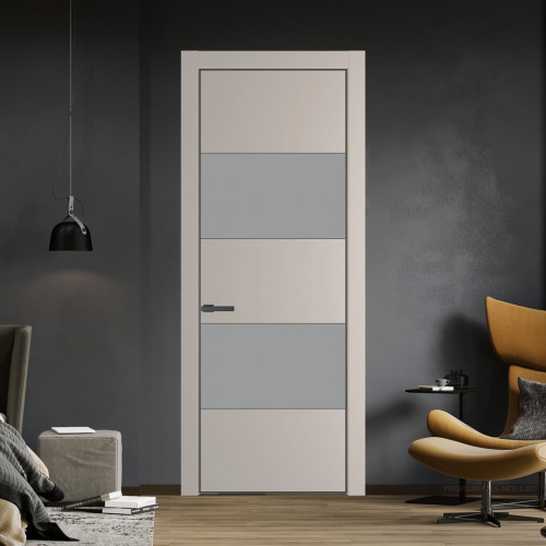 Межкомнатная дверь ProfilDoors 22 PA Санд с профилем Серая Ночь с стеклом  монохром серый